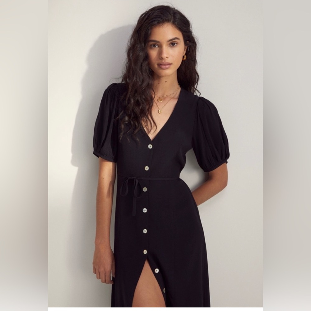 Wilfred Libretto Puff-Sleeve Midi Dress
